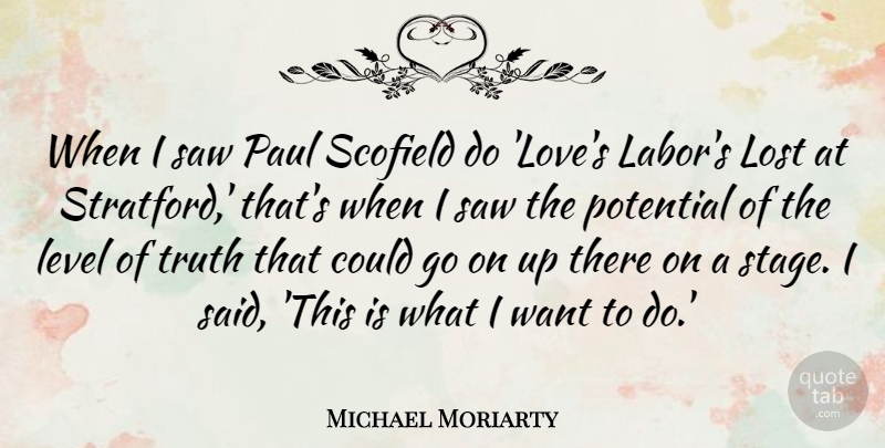 Michael Moriarty Quote About Level, Lost, Love, Paul, Saw: When I Saw Paul Scofield...