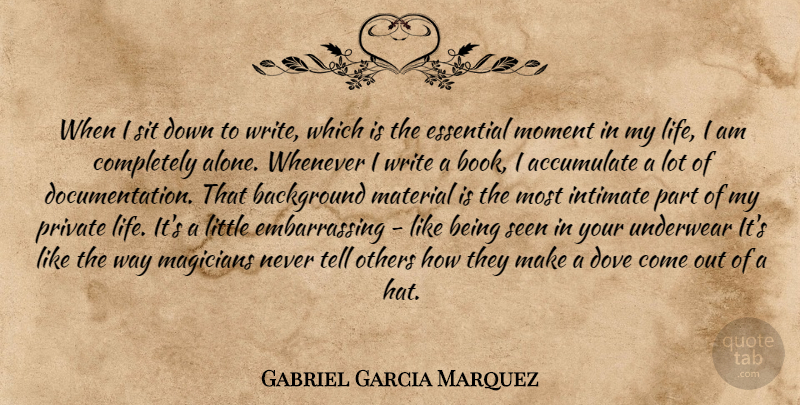 Gabriel Garcia Marquez Quote About Book, Writing, Underwear: When I Sit Down To...