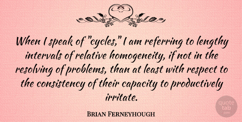 Brian Ferneyhough Quote About Consistency, Irritated, Speak: When I Speak Of Cycles...
