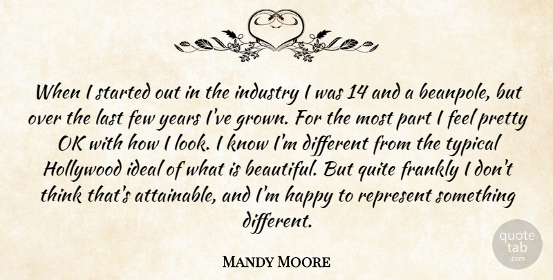 Mandy Moore Quote About Beautiful, Thinking, Years: When I Started Out In...