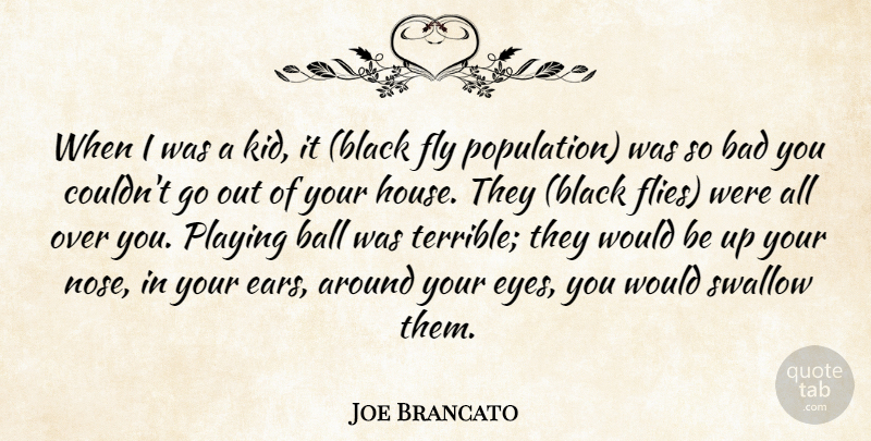 Joe Brancato Quote About Bad, Ball, Fly, Playing, Swallow: When I Was A Kid...