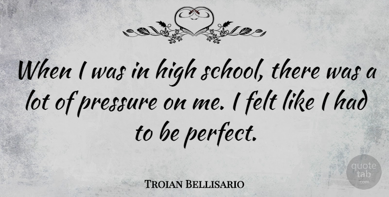 Troian Bellisario Quote About Felt, High, Pressure: When I Was In High...