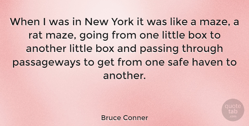 Bruce Conner Quote About New York, Safe Haven, Littles: When I Was In New...