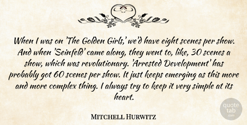 Mitchell Hurwitz Quote About Came, Complex, Eight, Emerging, Golden: When I Was On The...