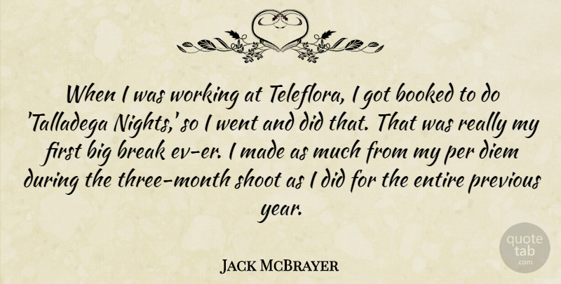 Jack McBrayer Quote About Night, Years, Months: When I Was Working At...
