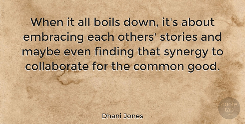 Dhani Jones Quote About Boils, Common, Embracing, Finding, Good: When It All Boils Down...