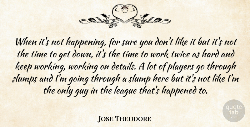 Jose Theodore Quote About Guy, Happened, Hard, League, Players: When Its Not Happening For...