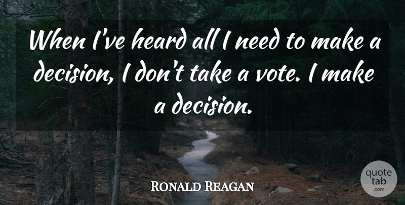 Ronald Reagan Quote About Being Strong, Decision, Needs: When Ive Heard All I...