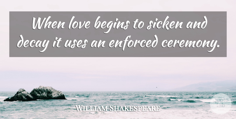 William Shakespeare Quote About Love, Use, Decay: When Love Begins To Sicken...