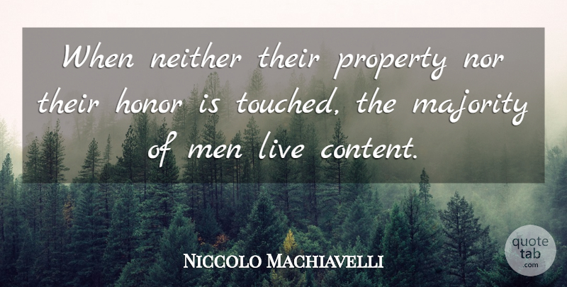 Niccolo Machiavelli Quote About Happy, Men, Honor: When Neither Their Property Nor...