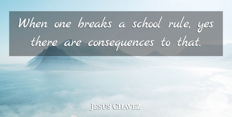 Jesus Chavez Quote About Breaks, Consequences, School, Yes: When One Breaks A School...