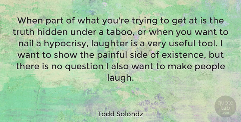 Todd Solondz Quote About Happiness, Laughter, People: When Part Of What Youre...