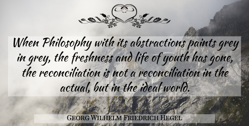Georg Wilhelm Friedrich Hegel Quote About Philosophy, Philosophical, Gone: When Philosophy With Its Abstractions...