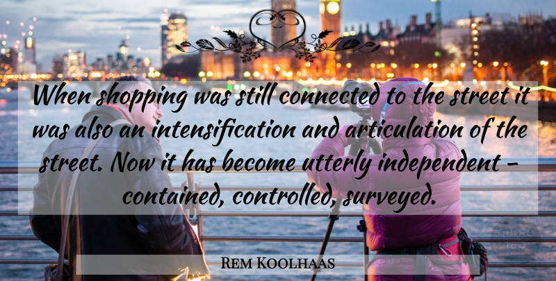 Rem Koolhaas Quote About Independent, Shopping, Articulation: When Shopping Was Still Connected...