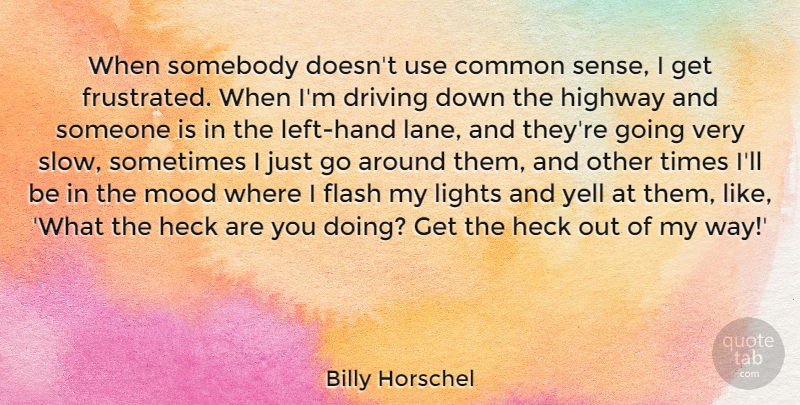 Billy Horschel Quote About Common, Flash, Heck, Highway, Lights: When Somebody Doesnt Use Common...