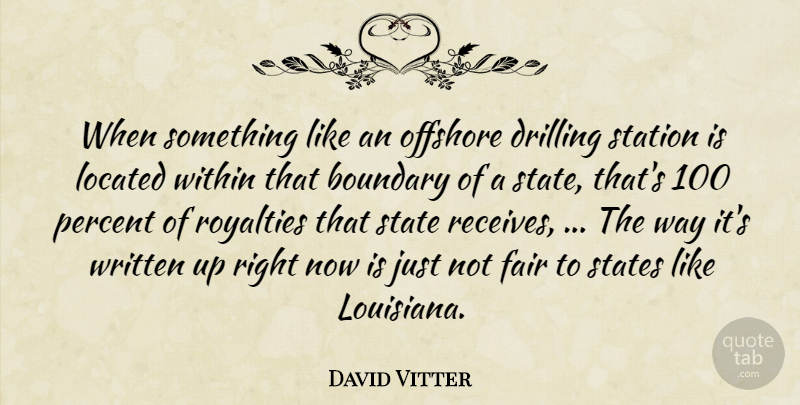 David Vitter Quote About Boundary, Drilling, Fair, Offshore, Percent: When Something Like An Offshore...