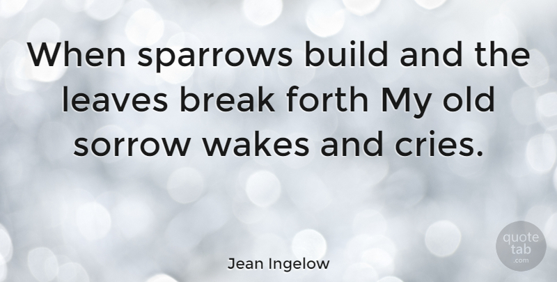 Jean Ingelow Quote About Sorrow, Sparrows, Cry: When Sparrows Build And The...