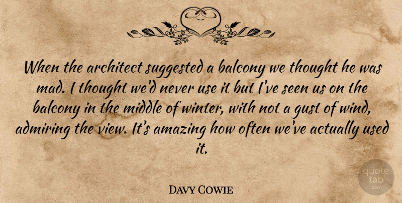 Davy Cowie Quote About Admiring, Amazing, Architect, Gust, Middle: When The Architect Suggested A...