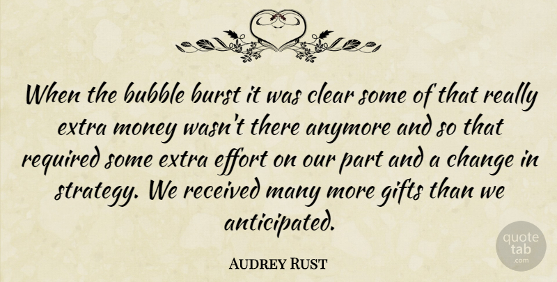 Audrey Rust Quote About Anymore, Bubble, Burst, Change, Clear: When The Bubble Burst It...