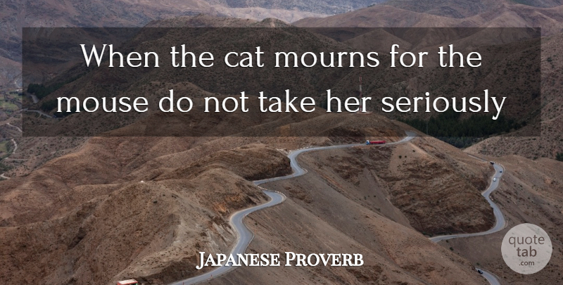 Japanese Proverb Quote About Cat, Mouse, Seriously: When The Cat Mourns For...