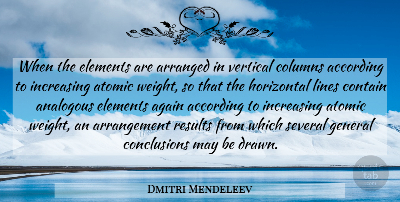 Dmitri Mendeleev Quote About Science, Elements, Weight: When The Elements Are Arranged...