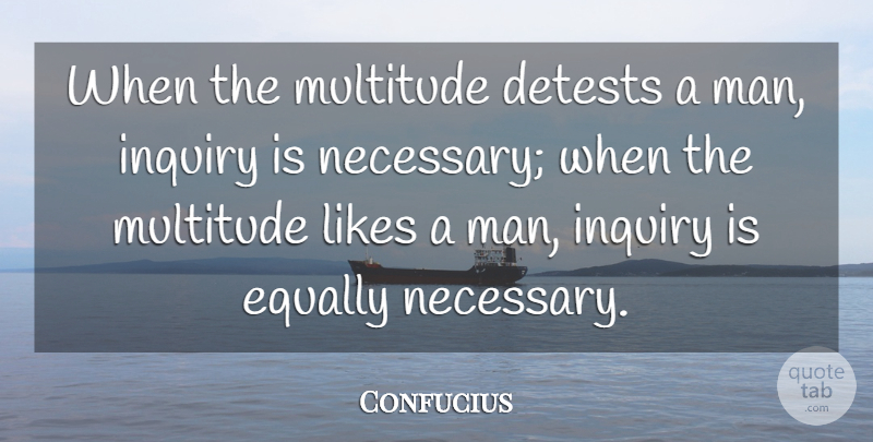 Confucius Quote About Hate, Men, Inquiry: When The Multitude Detests A...