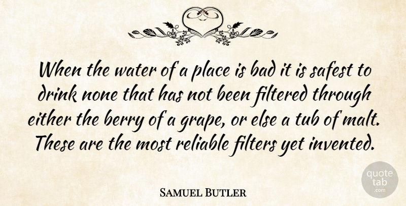 Samuel Butler Quote About Water, Filters, Berries: When The Water Of A...