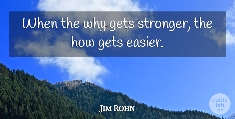 Jim Rohn Quote About Stronger, Easier: When The Why Gets Stronger...