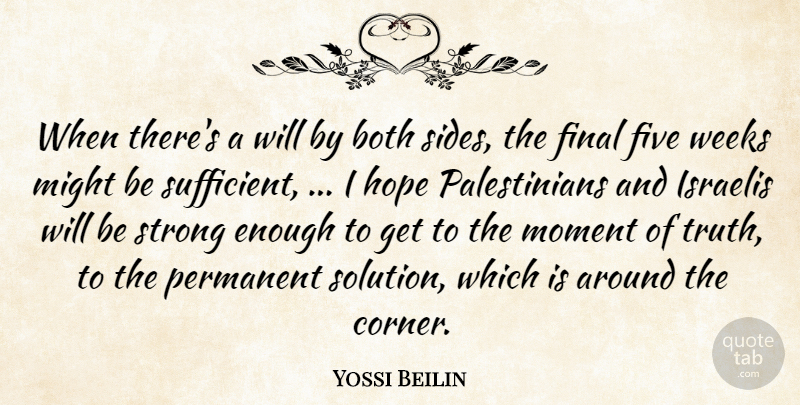 Yossi Beilin Quote About Both, Final, Five, Hope, Israelis: When Theres A Will By...