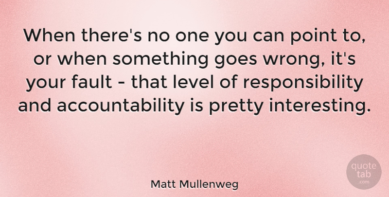 Matt Mullenweg Quote About Fault, Goes, Level, Point, Responsibility: When Theres No One You...