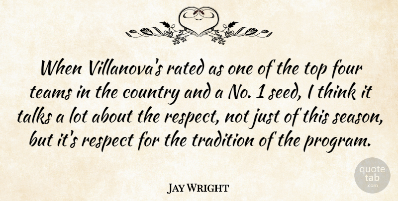 Jay Wright Quote About Country, Four, Rated, Respect, Talks: When Villanovas Rated As One...