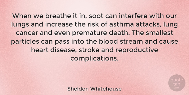 Sheldon Whitehouse Quote About Asthma, Blood, Breathe, Cancer, Cause: When We Breathe It In...