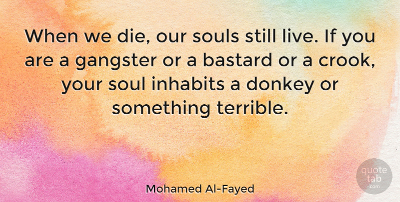 Mohamed Al-Fayed Quote About Donkey, Gangster, Soul, Souls: When We Die Our Souls...