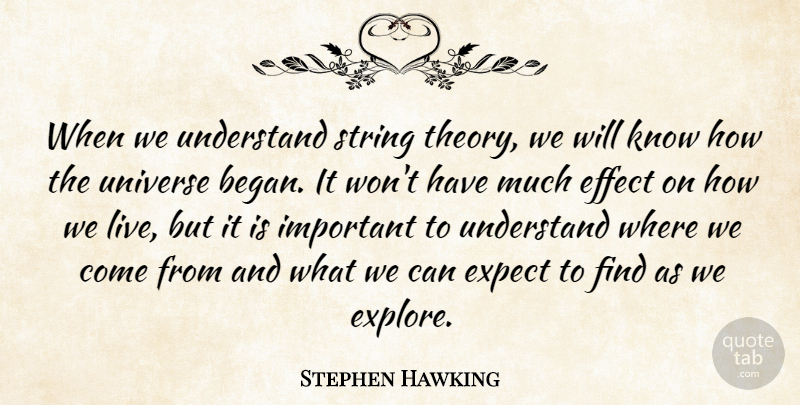 Stephen Hawking Quote About Effect, String: When We Understand String Theory...