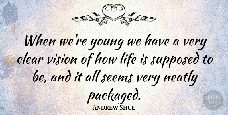 Andrew Shue Quote About Vision, Life Is, Young: When Were Young We Have...