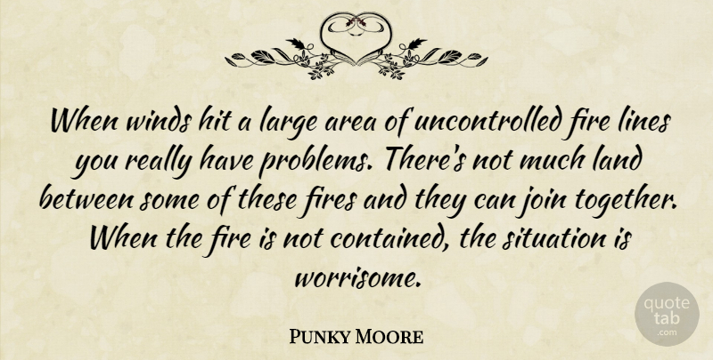 Punky Moore Quote About Area, Fire, Fires, Hit, Join: When Winds Hit A Large...