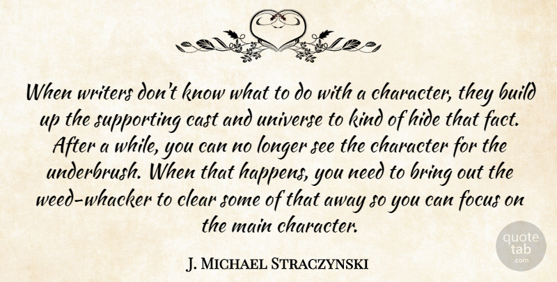 J. Michael Straczynski Quote About Weed, Character, Focus: When Writers Dont Know What...