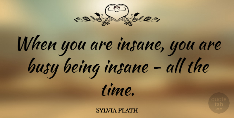Sylvia Plath Quote About Busy, Insane, Time: When You Are Insane You...