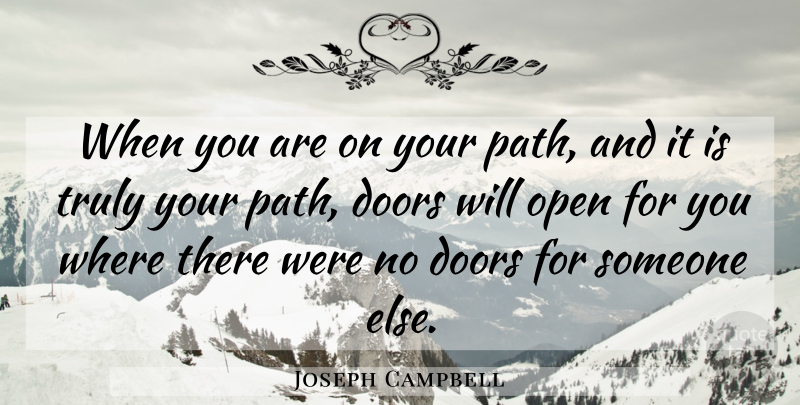 Joseph Campbell Quote About Doors, Path: When You Are On Your...