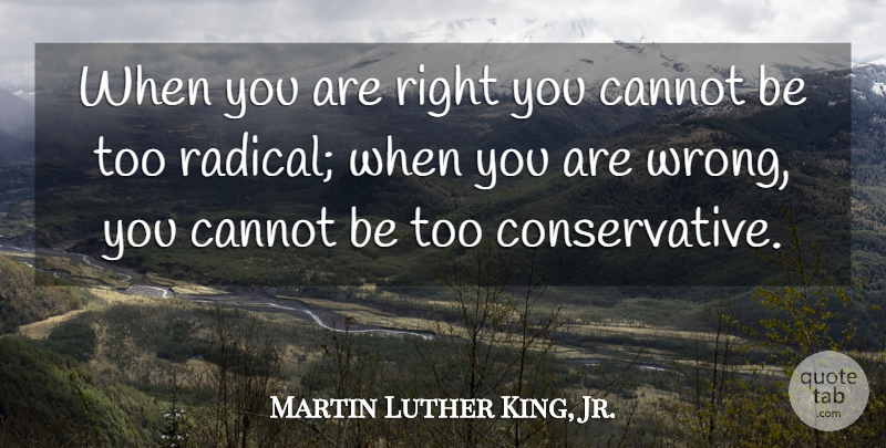 Martin Luther King, Jr. Quote About Thought Provoking, Advice, Radicalism: When You Are Right You...