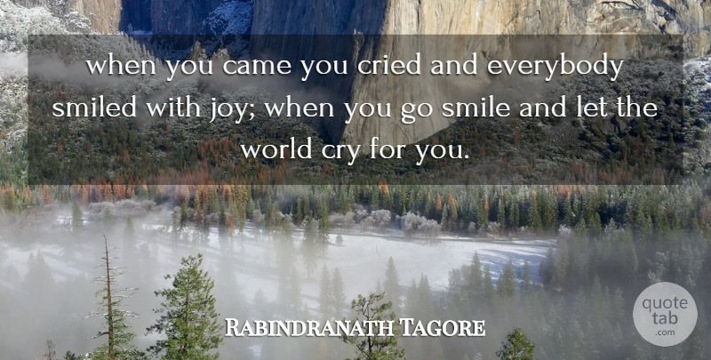 Rabindranath Tagore Quote About Joy, World, Cry: When You Came You Cried...