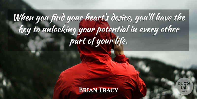 Brian Tracy Quote About Heart, Keys, Desire: When You Find Your Hearts...