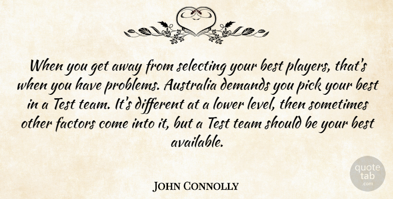 John Connolly Quote About Australia, Best, Demands, Factors, Lower: When You Get Away From...