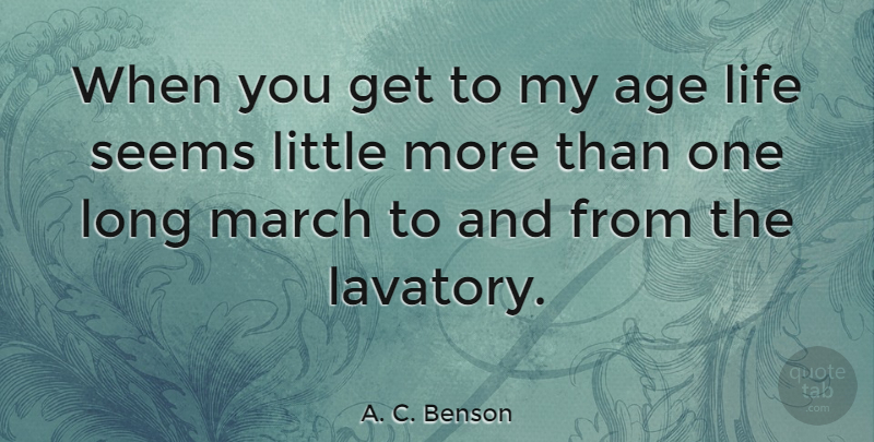 A. C. Benson Quote About Long, Age, Littles: When You Get To My...