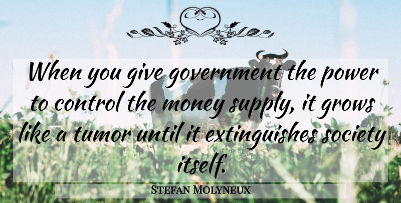 Stefan Molyneux Quote About Government, Giving, Grows: When You Give Government The...