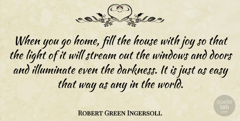 Robert Green Ingersoll Quote About Doors, Easy, Fill, Home, House: When You Go Home Fill...