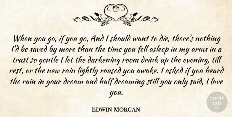 Edwin Morgan Quote About Dream, Rain, Love You: When You Go If You...