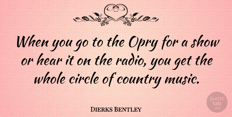 Dierks Bentley Quote About Country, Circles, Radio: When You Go To The...