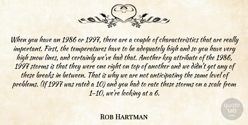 Rob Hartman Quote About Adequately, Attribute, Breaks, Certainly, Couple: When You Have An 1986...