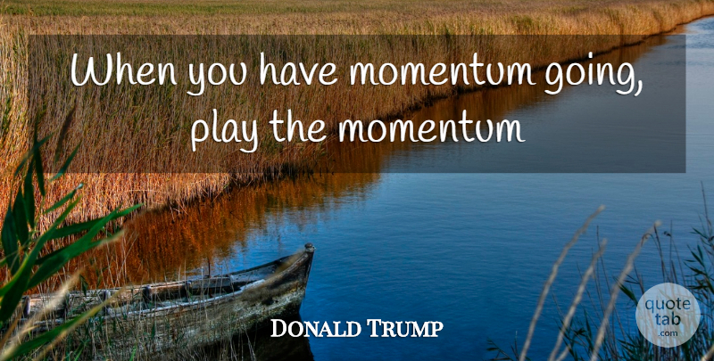 Donald Trump Quote About Play, Momentum: When You Have Momentum Going...